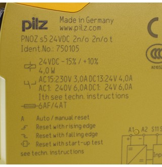 PNOZ S5 24VDC 2N/O 2N/OT 750105 Реле безопасности Pilz