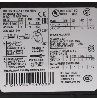 3RT1023-1AL20 Контактор Siemens