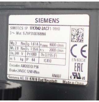 1FK7042-2AC71-1RH0 Двигатель синхронный Siemens