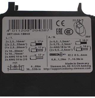 3RT1044-1BB40 Контактор трехполюсный Siemens