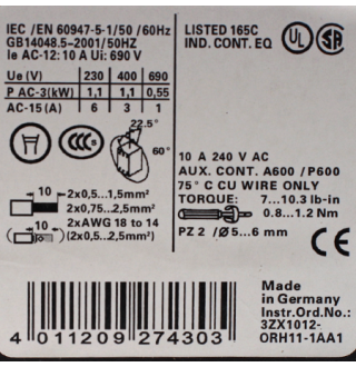 3RH1122-1BB40 Контактор вспомогательный Siemens