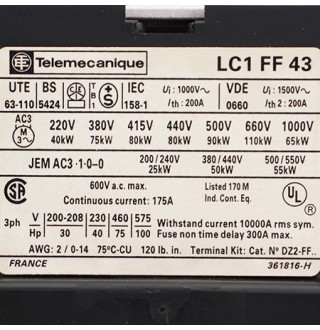 LC1FF43 Контактор Telemecanique/Schneider Electric (с хранения)