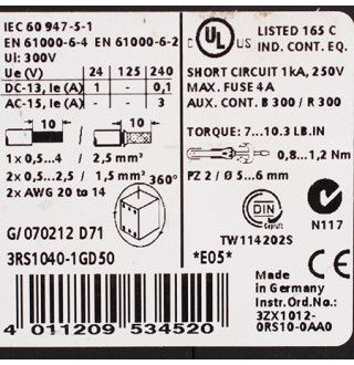 3RS1040-1GD50 Реле контроля Siemens